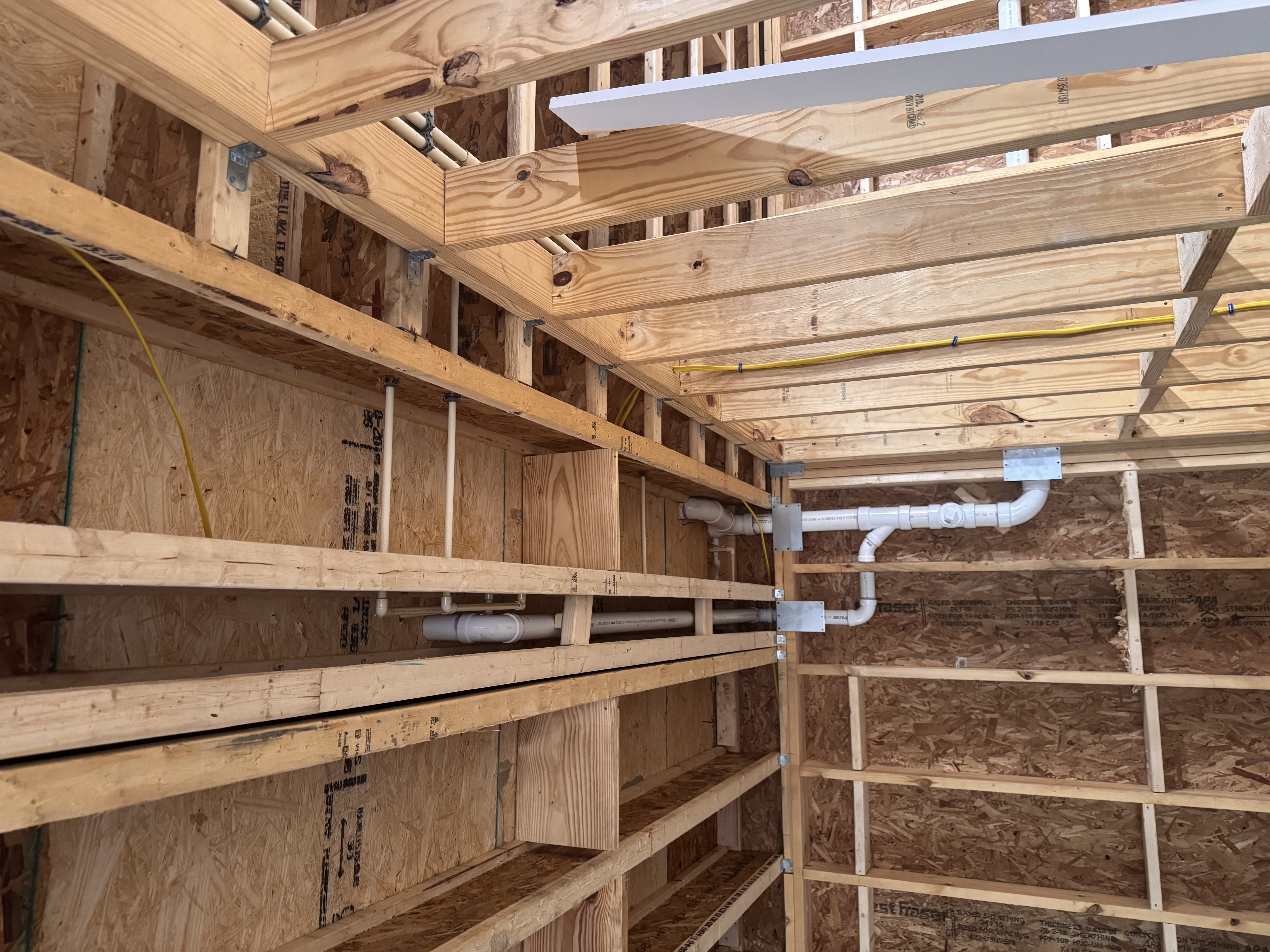 PVC DWV overhead with sanitary tee