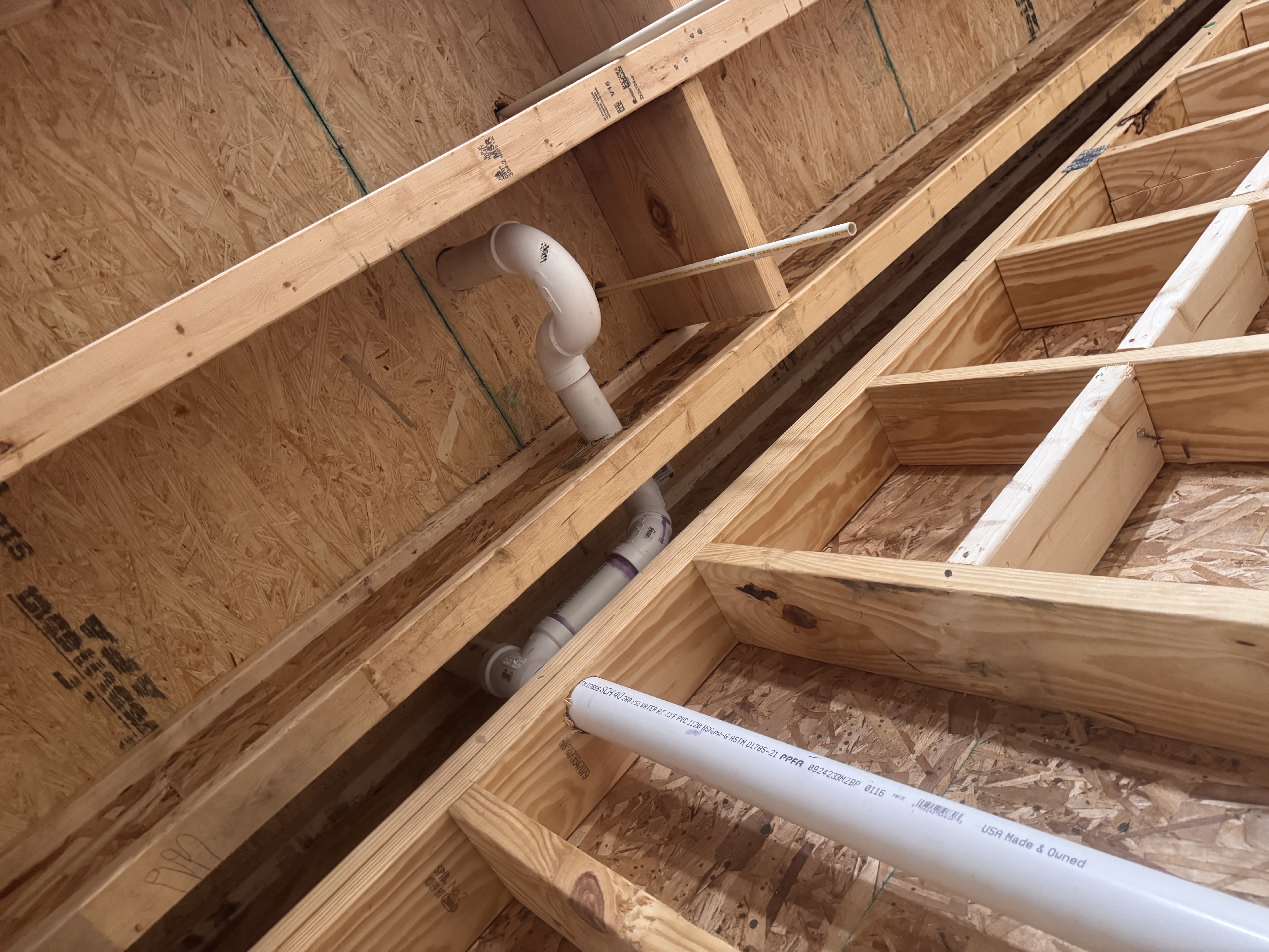 PVC vent through ceiling framing