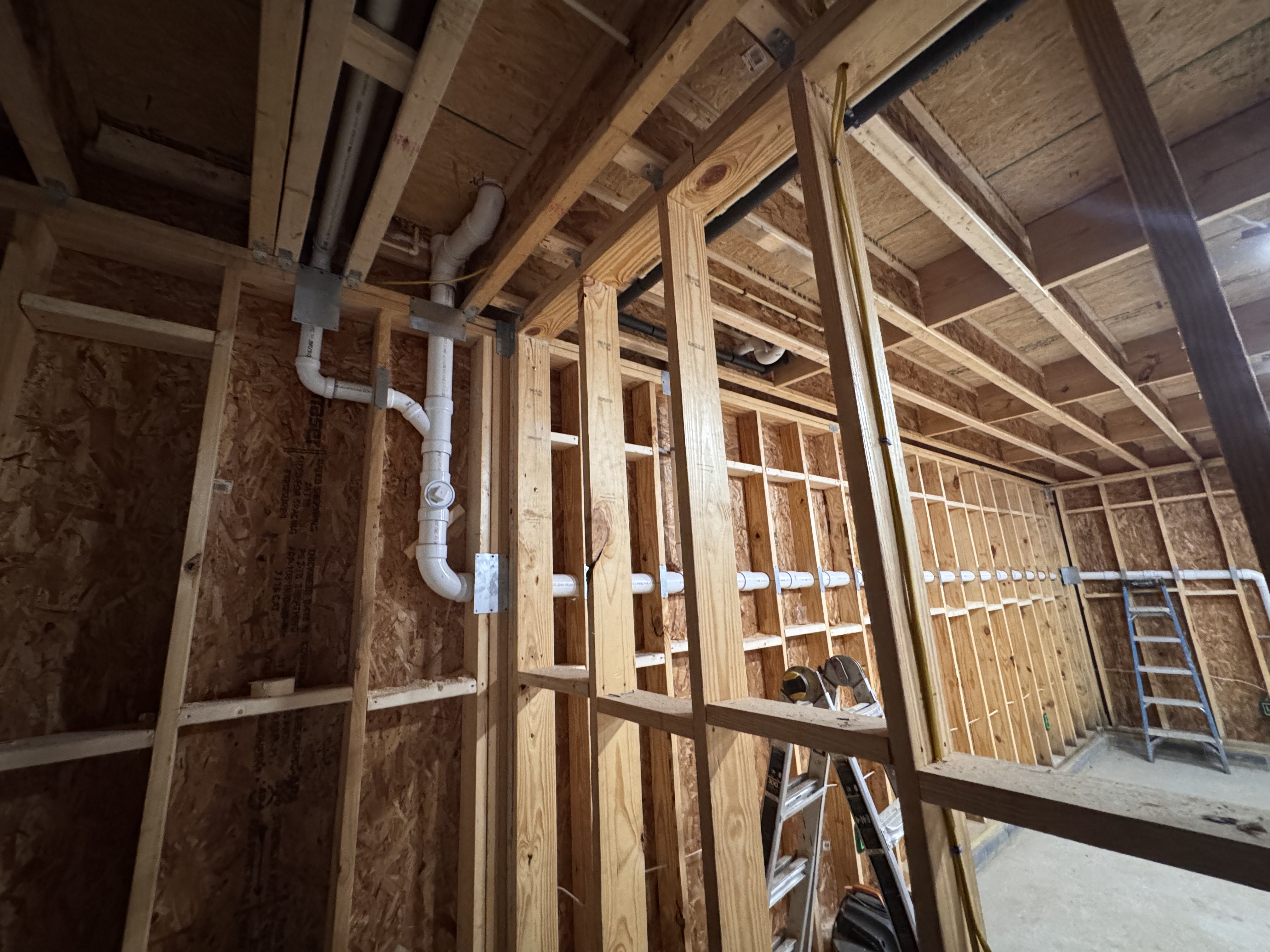 Bathroom rough-in with DWV stack and cleanout